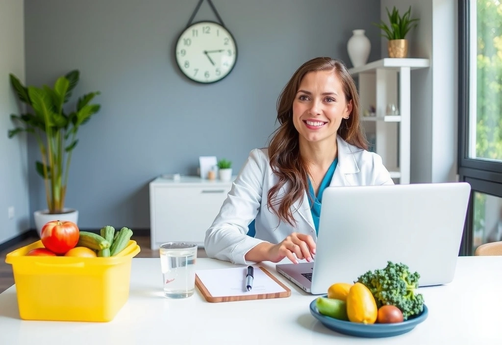 Dietitian conducting an online consultation with a client